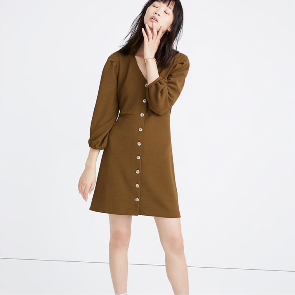 MADEWELL TEXTURE & THREAD Crepe Balloon-Sleeve Dress